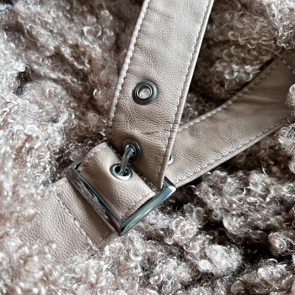 Bisou Bisou by Michele Bohbot Mauve Faux Fur Teddy Moto Jacket | Funnel Neck - Picture 7 of 9